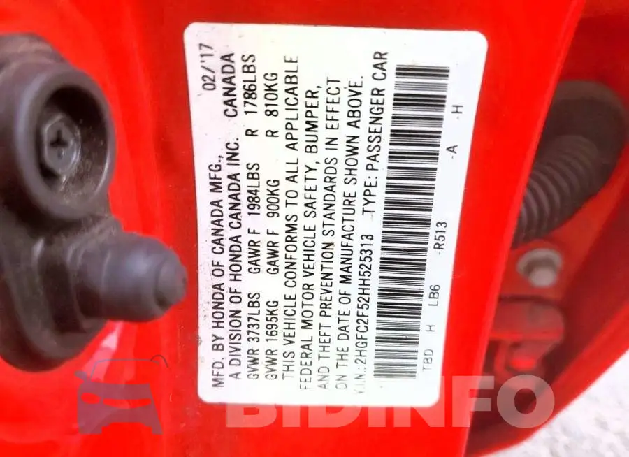 2HGFC2F52HH525313 Photo# 12