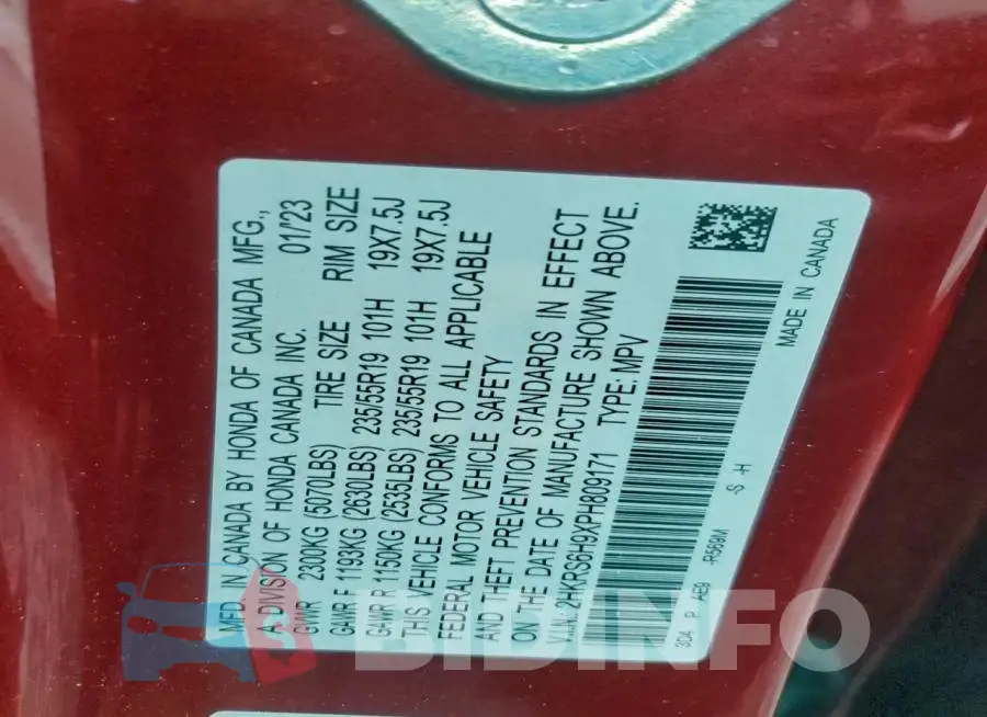 2HKRS6H9XPH809171 Photo# 14