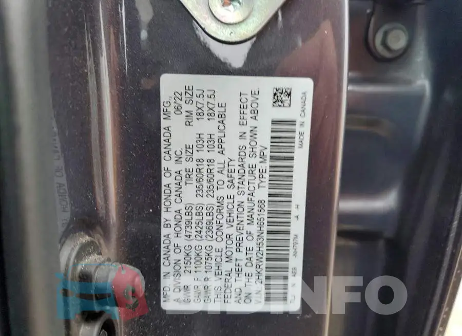 2HKRW2H53NH651568 Photo# 13