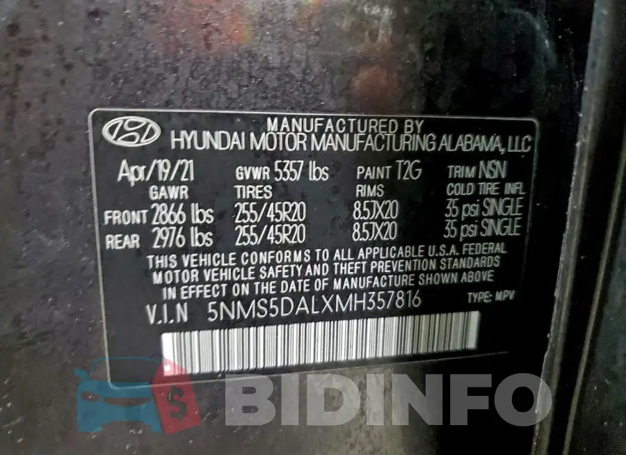 5NMS5DALXMH357816 Photo# 13