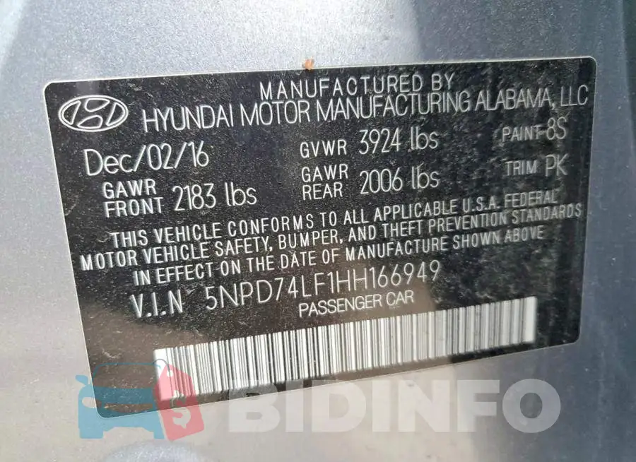 5NPD74LF1HH166949 Photo# 12