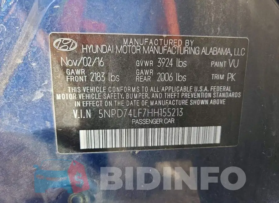 5NPD74LF7HH155213 Photo# 12