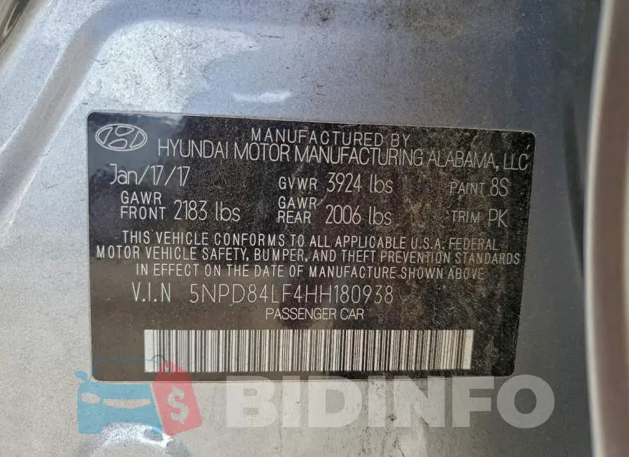 5NPD84LF4HH180938 Photo# 12