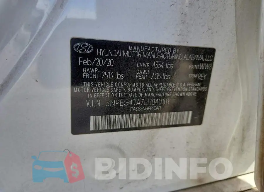 5NPEG4JA7LH040101 Photo# 12