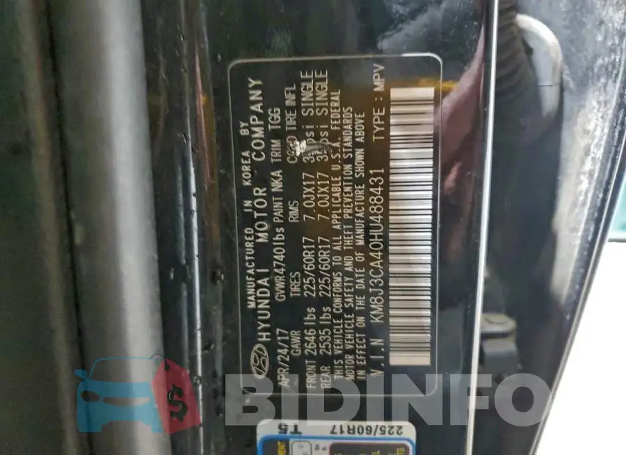KM8J3CA40HU488431 Photo# 14