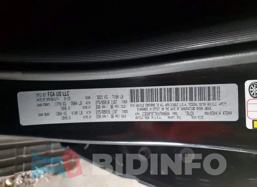 1C6SRFBT7KN784604 Photo# 13