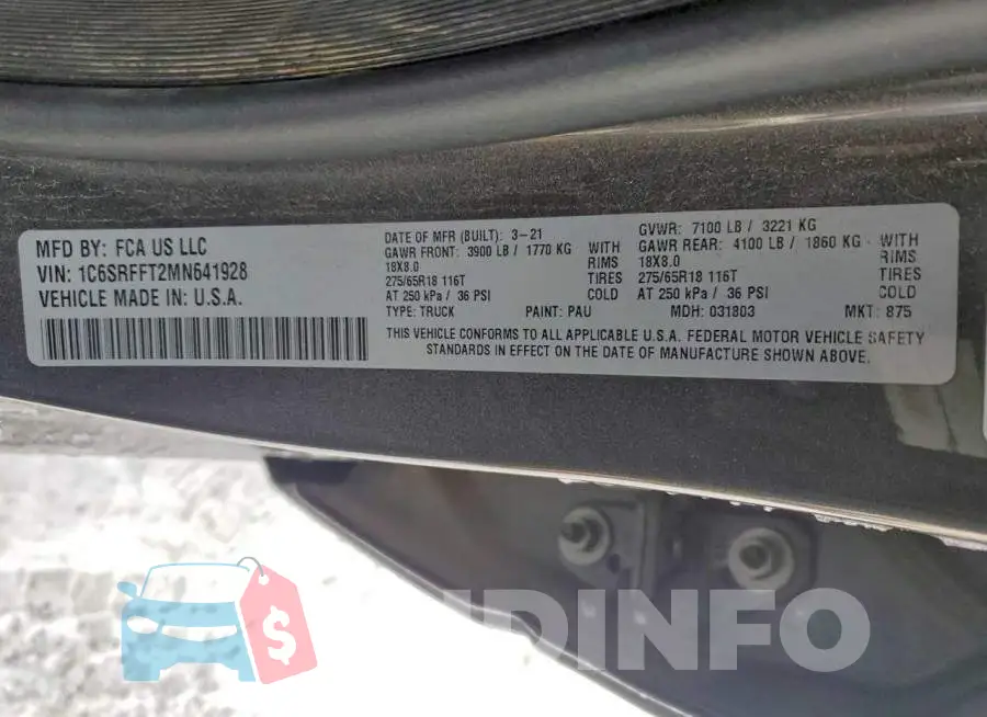 1C6SRFFT2MN641928 Photo# 13