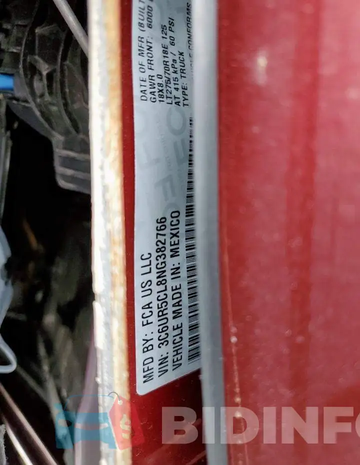 3C6UR5CL8NG382766 Photo# 12