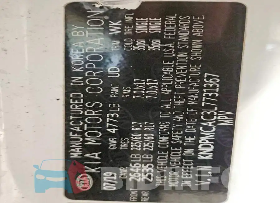 KNDPMCAC3L7731367 Photo# 13