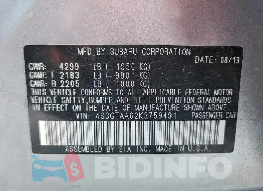 4S3GTAA62K3759491 Photo# 13