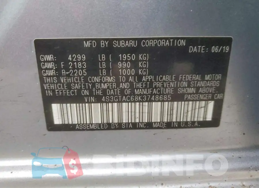 4S3GTAC68K3748685 Photo# 13