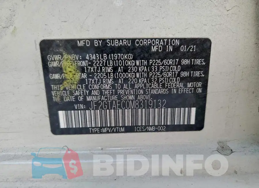 JF2GTAEC0M8319132 Photo# 13
