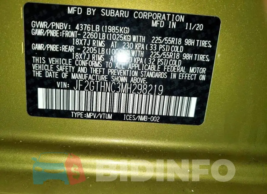 JF2GTHNC3MH298219 Photo# 14
