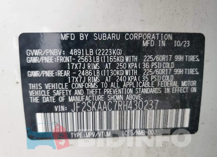 JF2SKAAC7RH430237 Photo# 13
