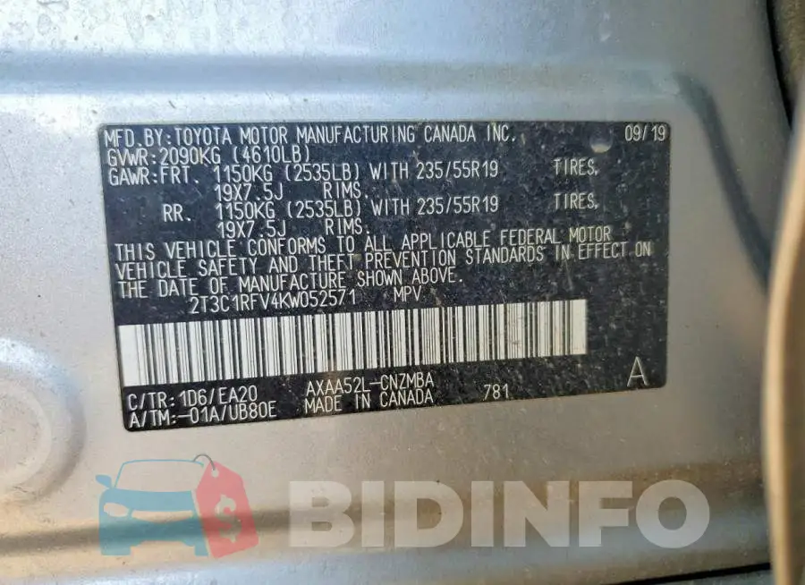 2T3C1RFV4KW052571 Photo# 12