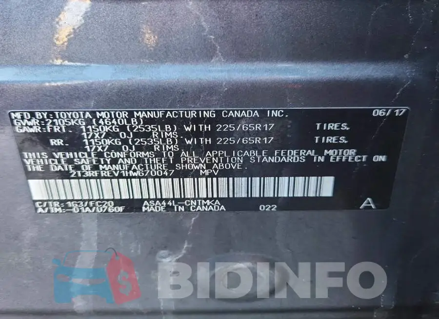 2T3RFREV1HW670047 Photo# 13
