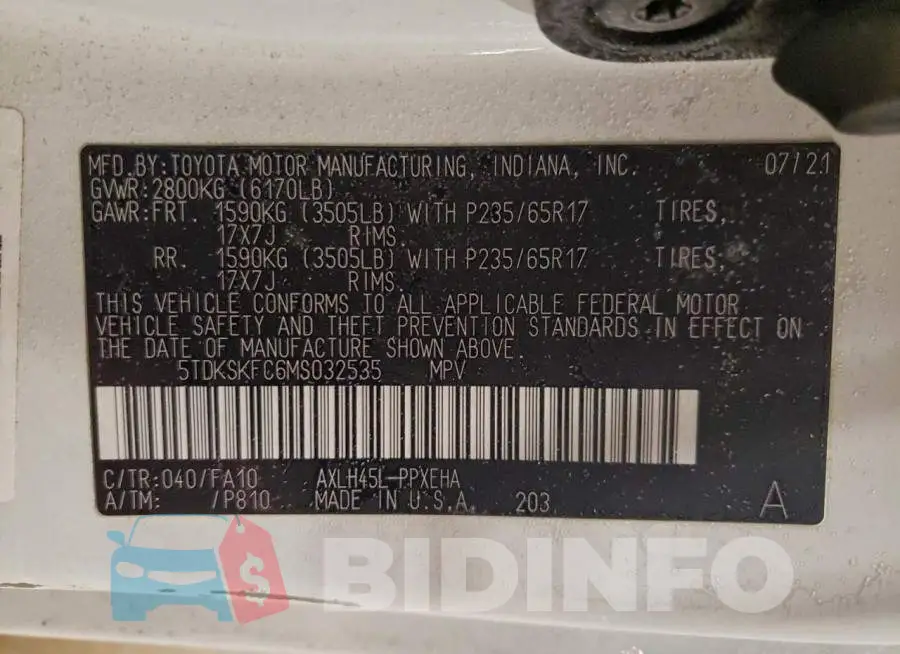 5TDKSKFC6MS032535 Photo# 13