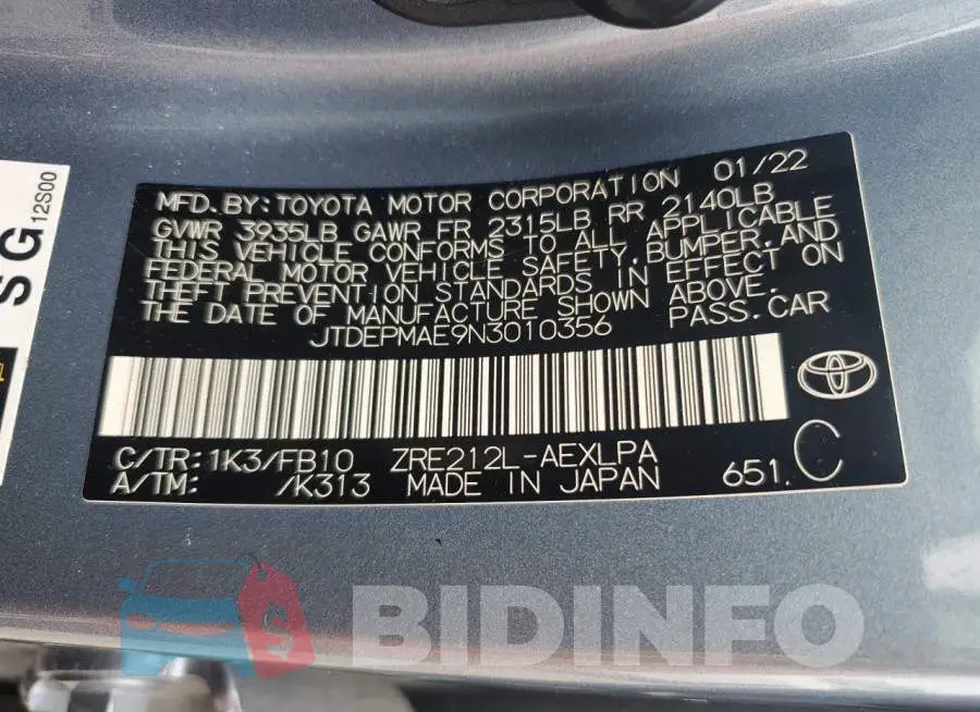 JTDEPMAE9N3010356 Photo# 12