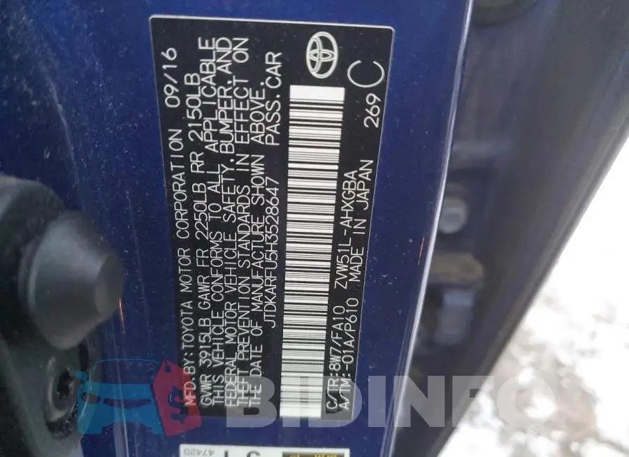 JTDKARFU5H3528647 Photo# 12