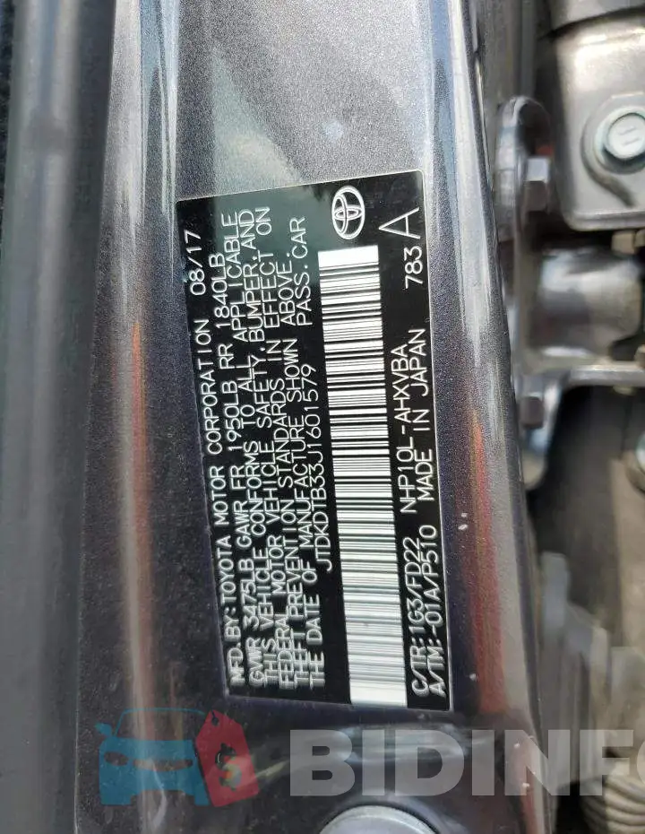 JTDKDTB33J1601579 Photo# 12