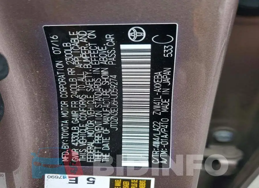 JTDZN3EU6HJ059274 Photo# 13