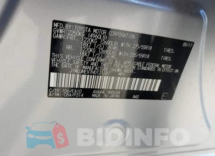 JTMDJREV7HD131387 Photo# 13