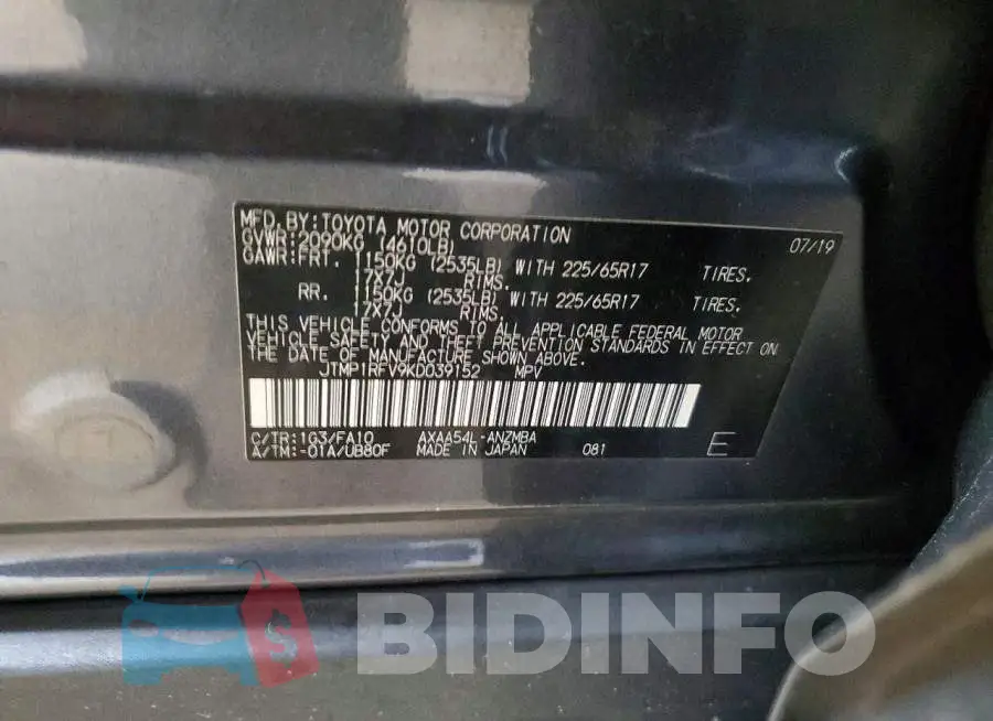JTMP1RFV9KD039152 Photo# 13