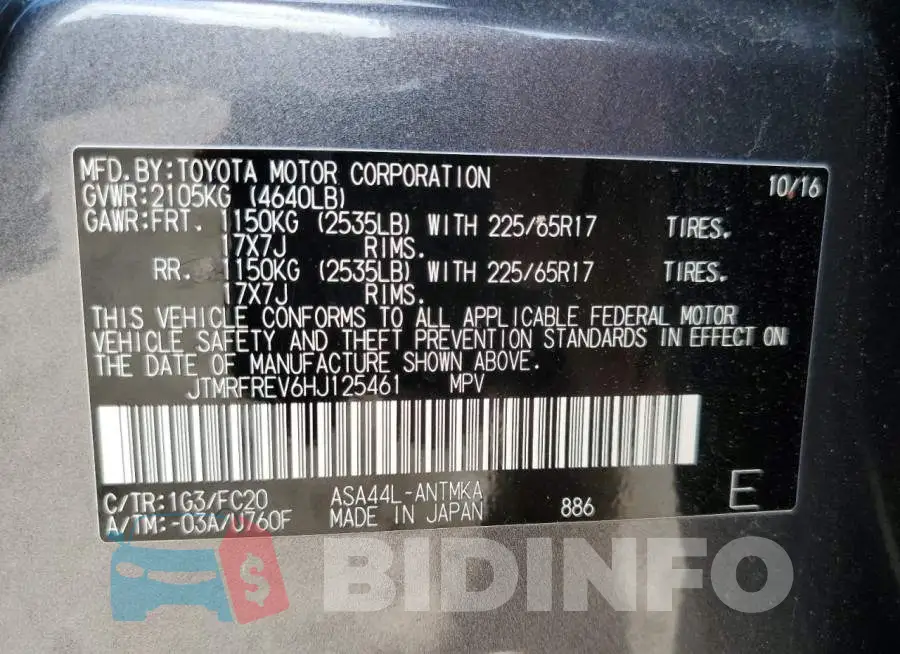 JTMRFREV6HJ125461 Photo# 13
