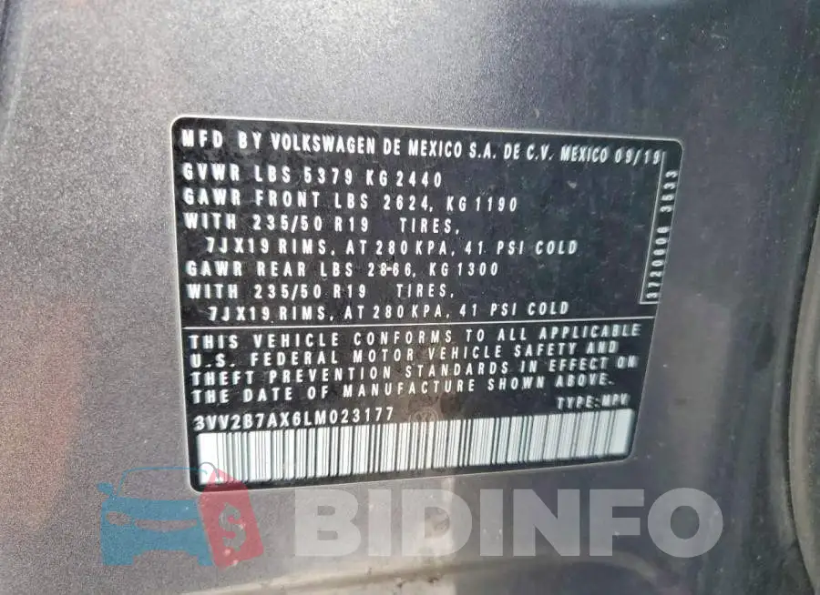3VV2B7AX6LM023177 Photo# 13