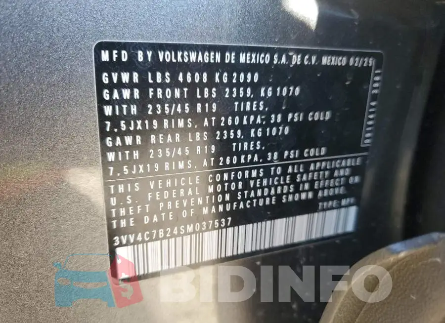 3VV4C7B24SM037537 Photo# 12