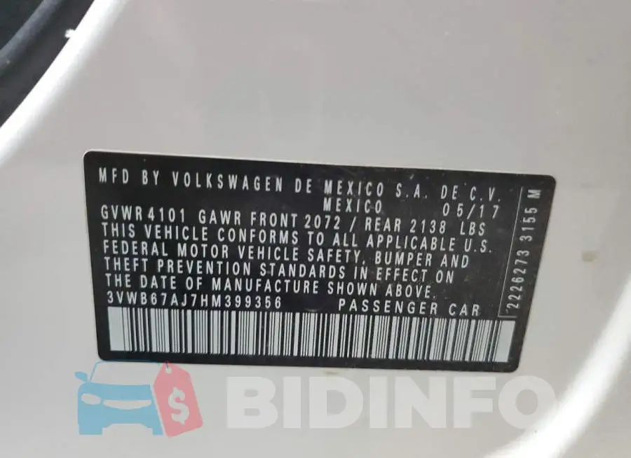3VWB67AJ7HM399356 Photo# 12