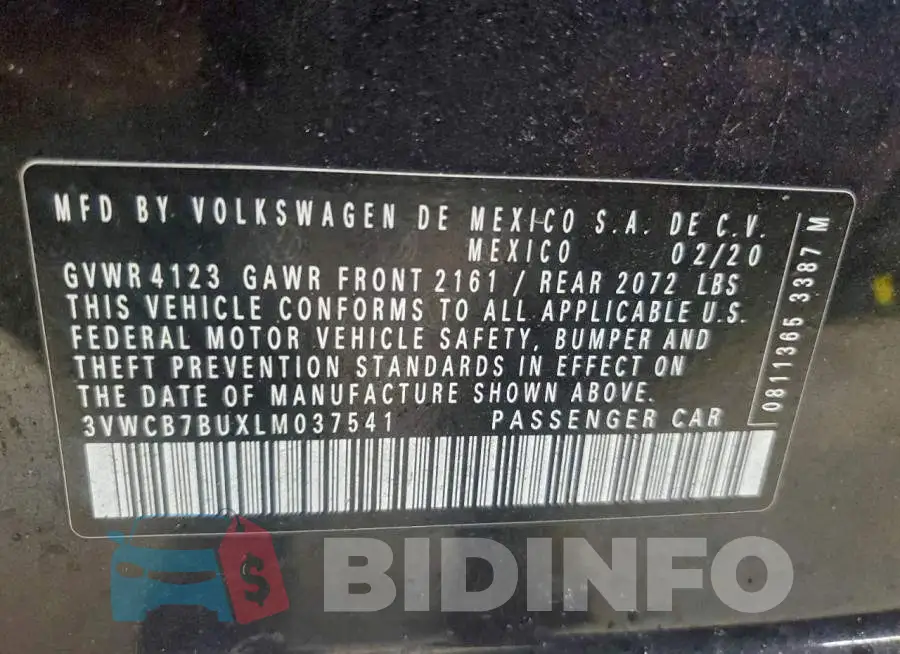 3VWCB7BUXLM037541 Photo# 12