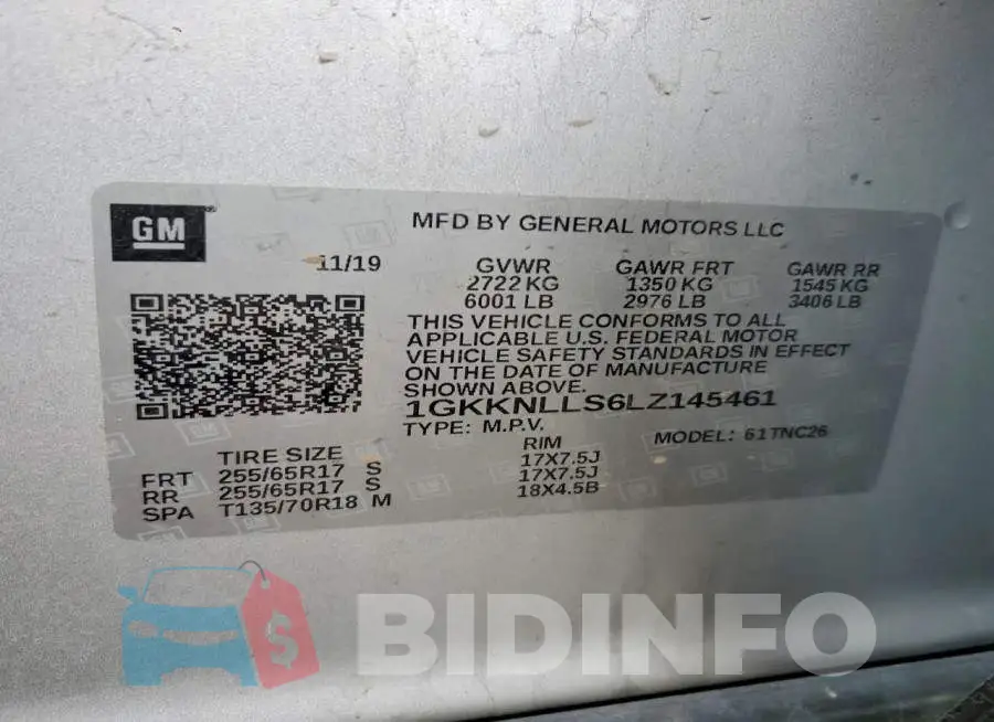 1GKKNLLS6LZ145461 Photo# 13