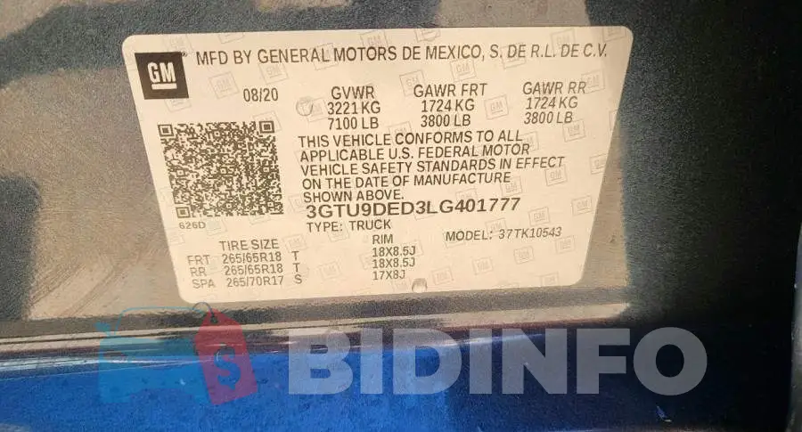 3GTU9DED3LG401777 Photo# 10