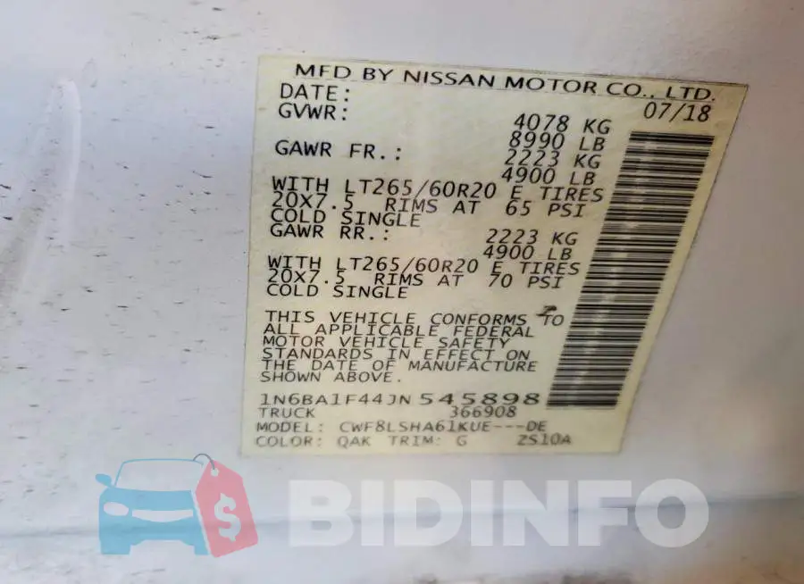 1N6BA1F44JN545898 Photo# 12
