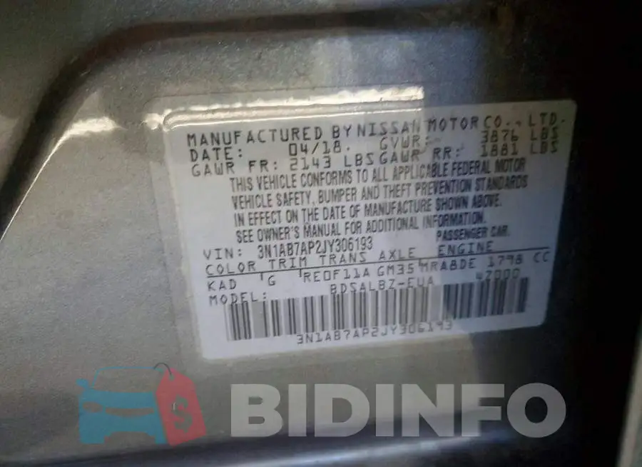 3N1AB7AP2JY306193 Photo# 12