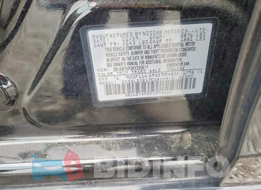 3N1AB7AP2KY293611 Photo# 12