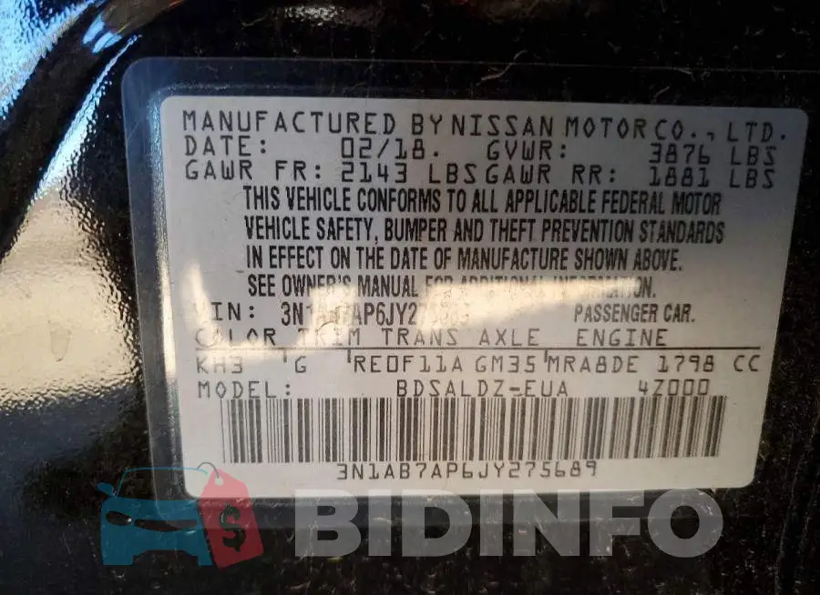 3N1AB7AP6JY275689 Photo# 12