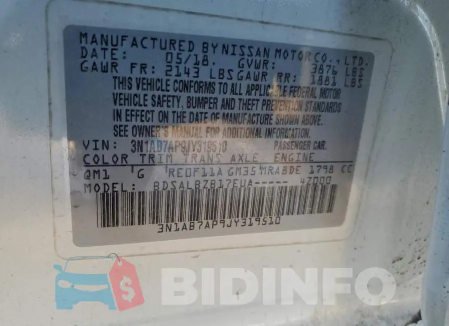 3N1AB7AP9JY319510 Photo# 12