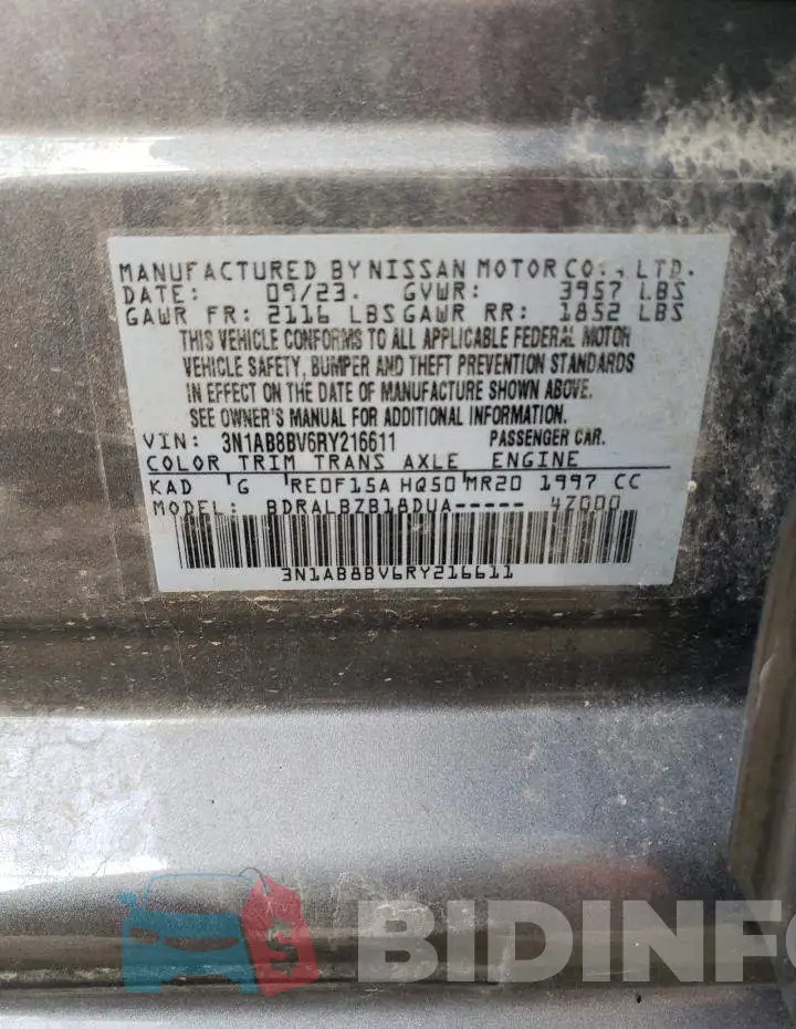 3N1AB8BV6RY216611 Photo# 12