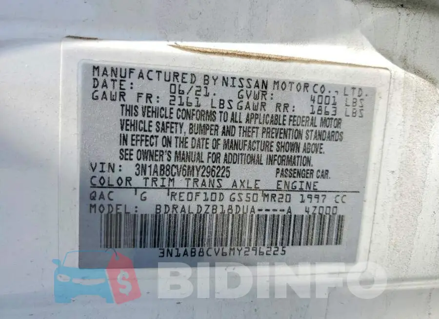 3N1AB8CV6MY296225 Photo# 12