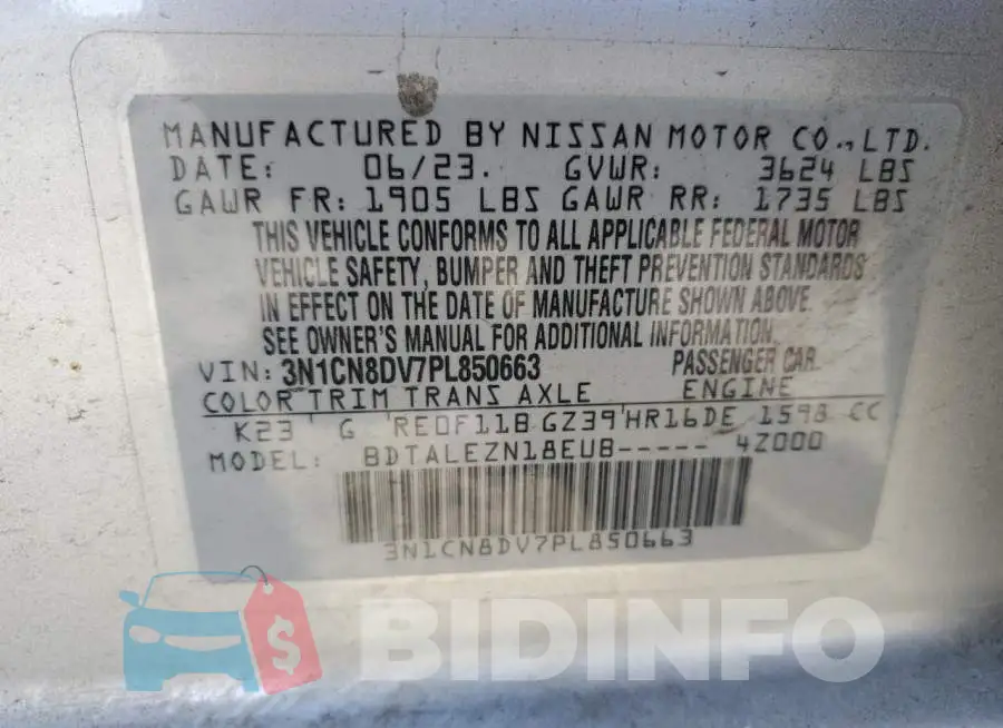 3N1CN8DV7PL850663 Photo# 12