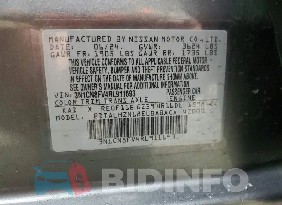 3N1CN8FV4RL911693 Photo# 12