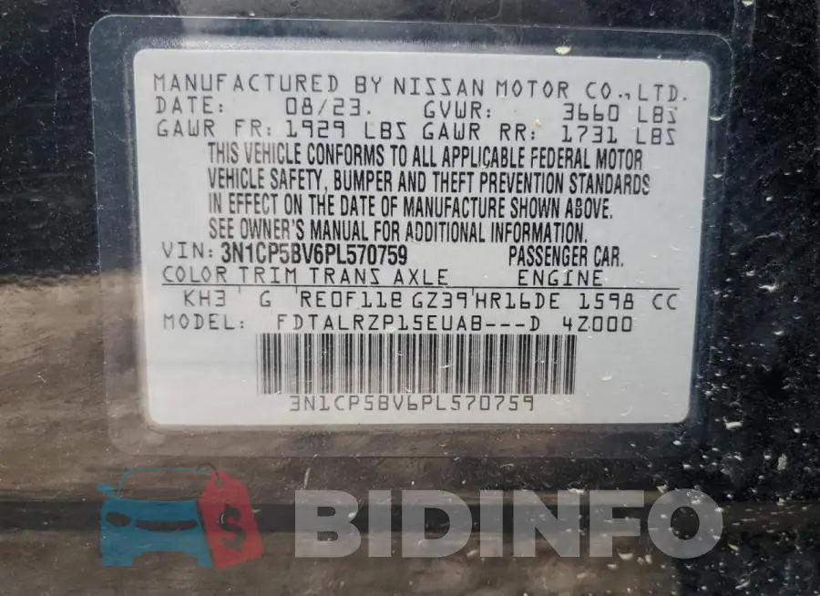 3N1CP5BV6PL570759 Photo# 12