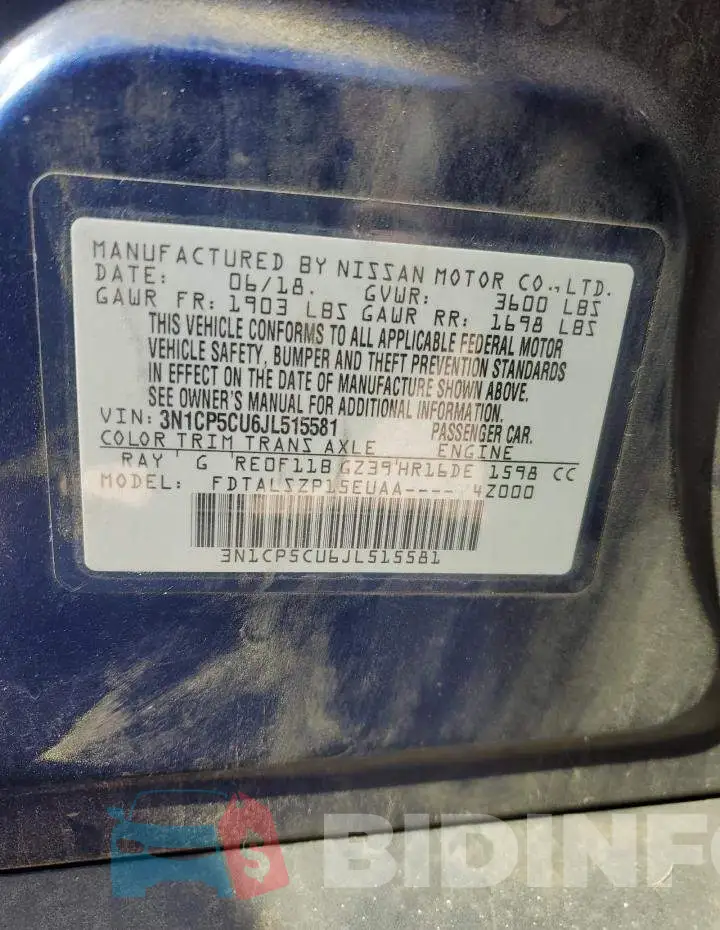 3N1CP5CU6JL515581 Photo# 13