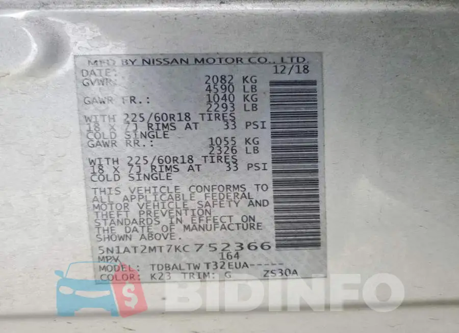 5N1AT2MT7KC752366 Photo# 13
