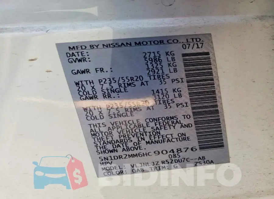 5N1DR2MM6HC904876 Photo# 12