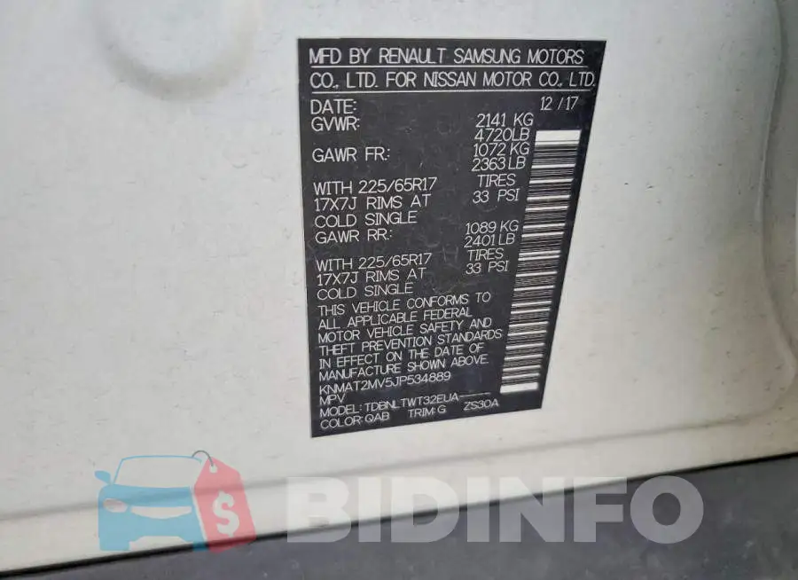 KNMAT2MV5JP534889 Photo# 12