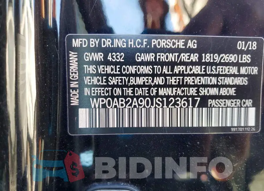 WP0AB2A90JS123617 Photo# 12