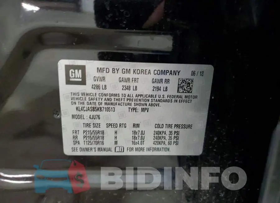 KL4CJASB5KB710513 Photo# 13